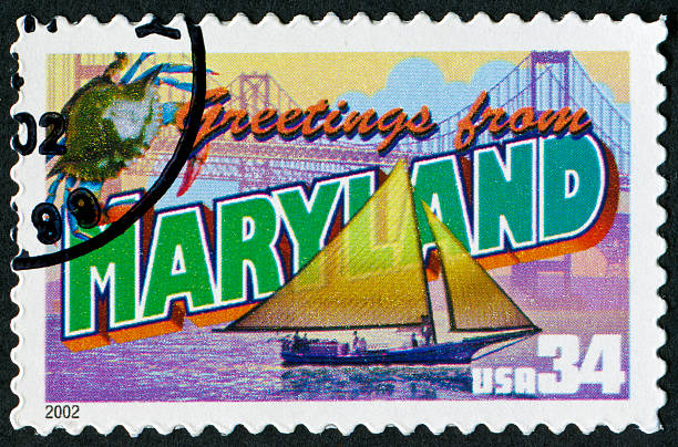 maryland stamp - maryland blue crab foto e immagini stock