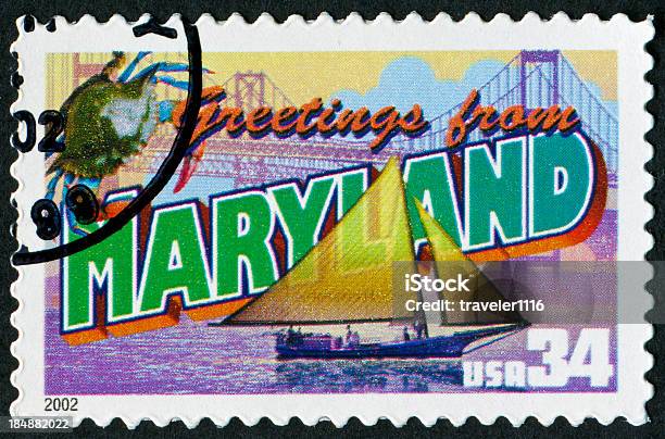 Maryland Stamp - Fotografie stock e altre immagini di Francobollo postale - Francobollo postale, Servizio postale, United States Postal Service