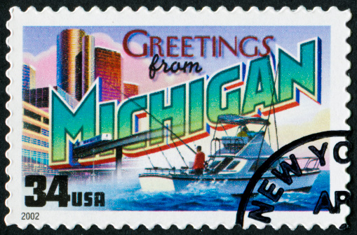 Cancelled Stamp From The United States Featuring The State Of Michigan