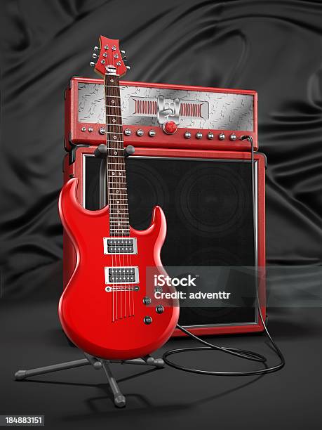 Gitara Elektryczna I Wzmacniacza - zdjęcia stockowe i więcej obrazów Gitara - Gitara, Gitara elektryczna, Statyw do gitary