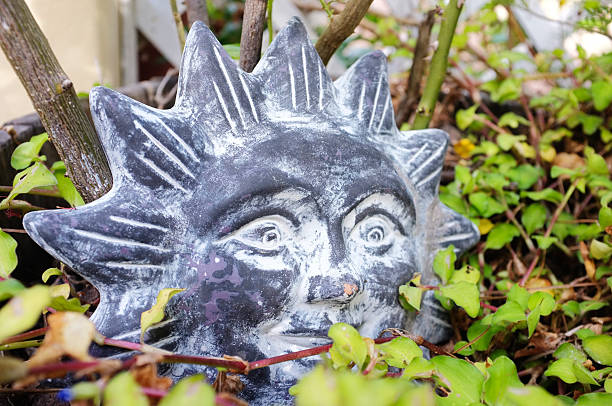 Mexican indian sun handcraft ceramic isolated in pink background