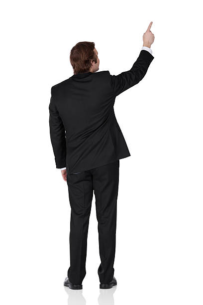 istock Rear view of a businessman pointing 184883380