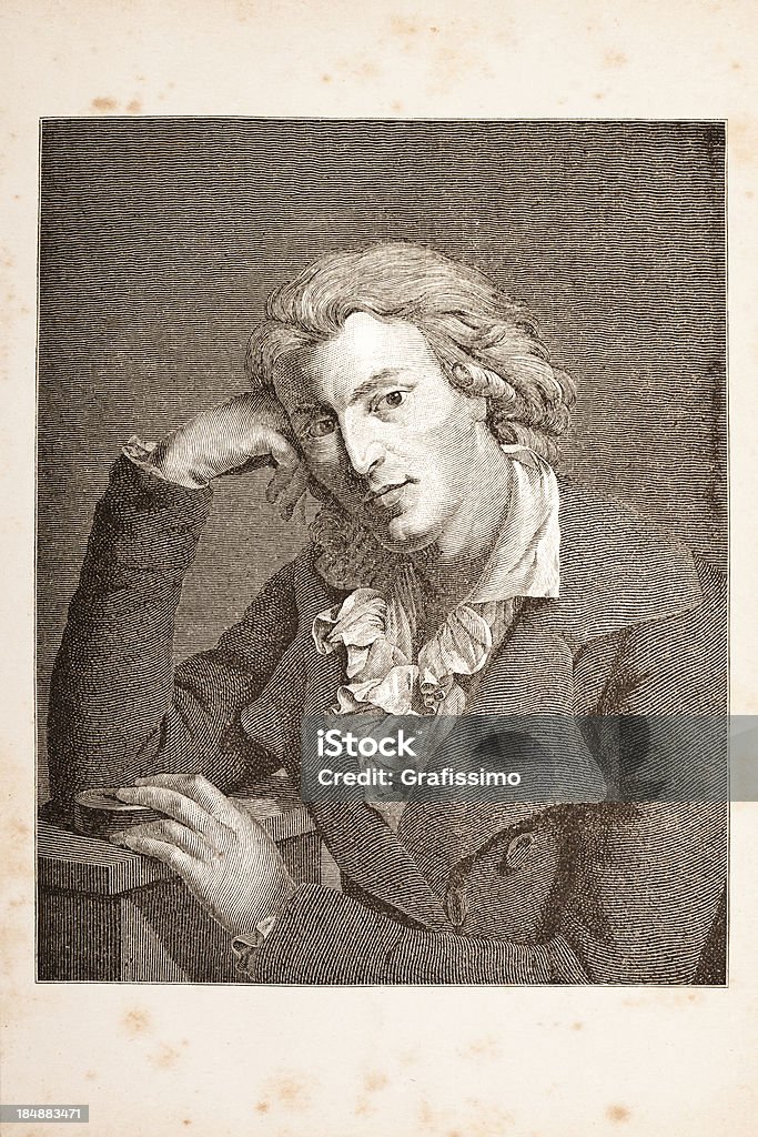 Entalhes de alemão Escritor e filósofo Friedrich Schiller desde 1882 - Ilustração de Antigo royalty-free