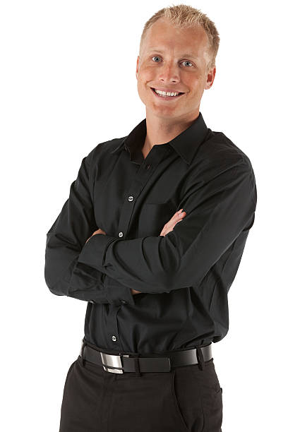 istock Happy man standing with arms crossed 184884189