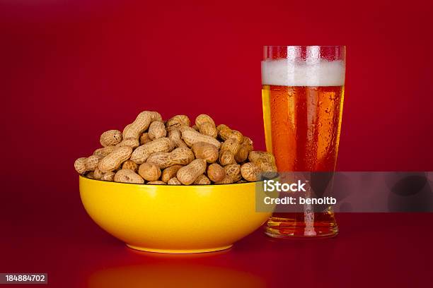Peanuts And Beer Stock Photo - Download Image Now - Beer - Alcohol, Colored Background, Peanut - Food