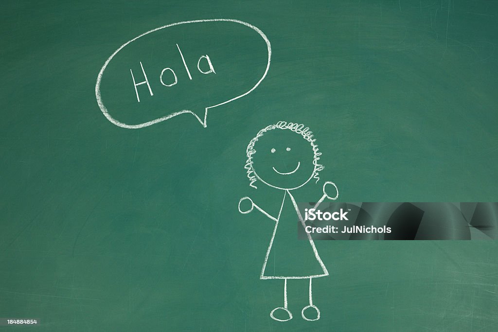 Stickfigure dizer olá em espanhol Desenho a Giz - Royalty-free Cultura Espanhola Foto de stock