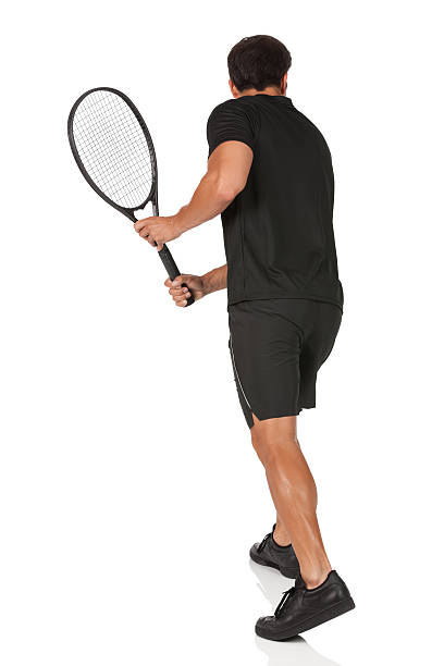 istock Profile of a man playing tennis 184885404