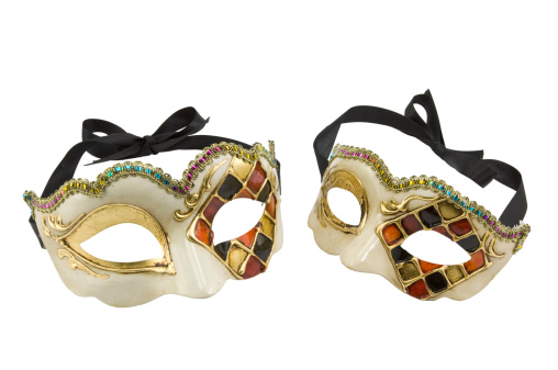 Venetian Masks on white background.