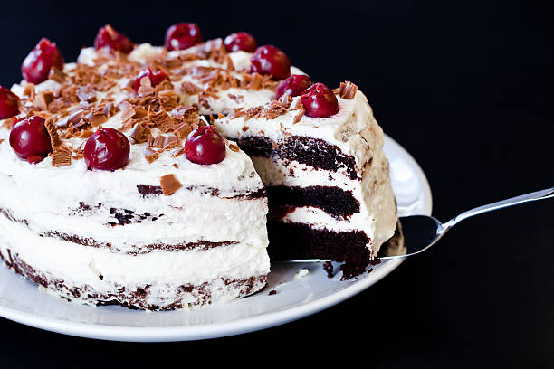 Traditional German cake with cherry and whipped cream.Other Black forest cakes: