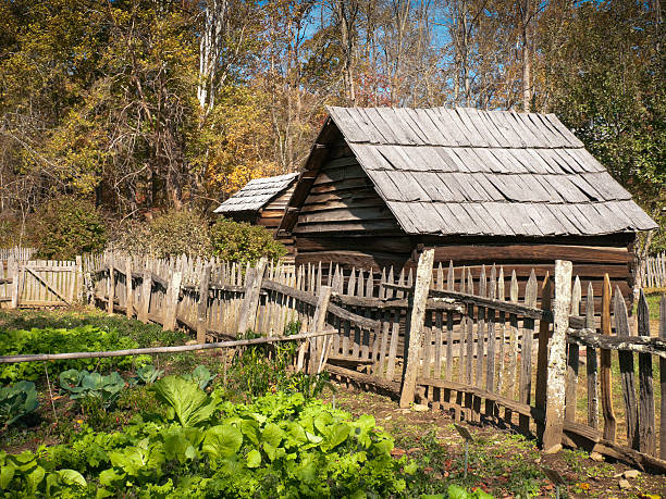 ホームステッド、oconaluftee 、グレートスモーキー山脈国立公園、ノースカロライナ州、アメリカ） - north american tribal culture photography color image horizontal ストックフォトと画像