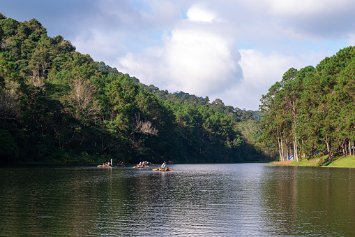 Beatiful nature lake Pang Oung , Pine forest in Mae Hong Son Thailand