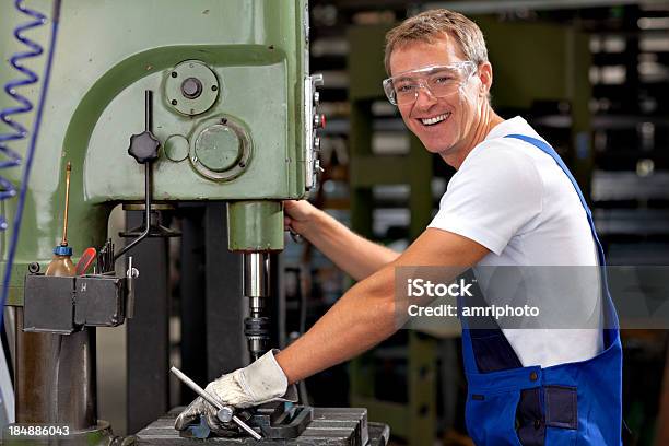 Happy Industrial Worker Stock Photo - Download Image Now - Adult, Bib Overalls, Blue-collar Worker