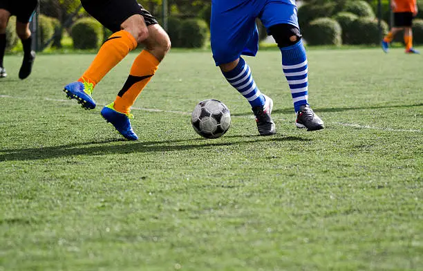 A close up shot from an amateur soccer game.