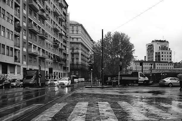 istock Milan. Raining Day. Black and White 184886262