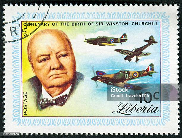 Sello De Winston Churchill Foto de stock y más banco de imágenes de Winston Churchill - Política - Winston Churchill - Política, Avión, Avión con hélices