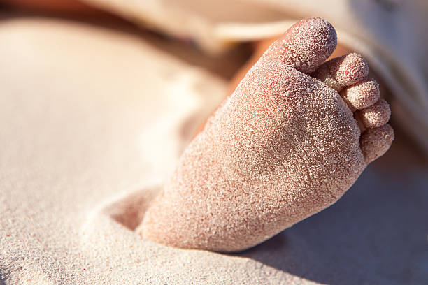 istock Baby feet on the beach 184887289