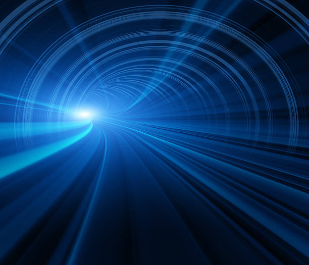 vitesse mouvement abstrait tunnel - blue abstract electricity energy photos et images de collection