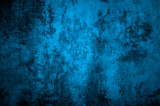 Old Stained Concrete Wall Toned In Blue With Peeling Paint. Over 200 More Grunge & Abstract Backgrounds:  