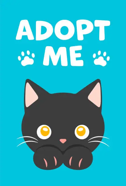 Vector illustration of Adopt Me, Cute Cat.