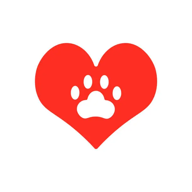 Vector illustration of Heart Shape with Pet Footprint.