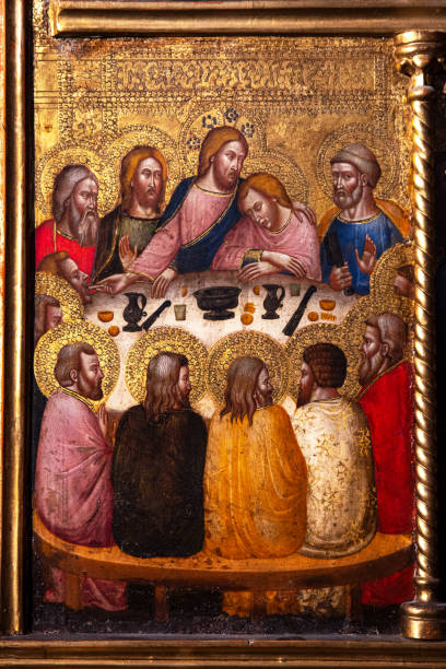 Religious painting from the Middle Ages depicting the last supper of Jesus Christ in the cathedral of Sainte Cecile in Albi, France