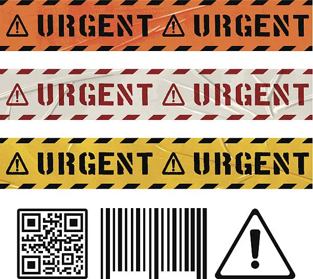 Vector illustration of seamless urgent duct tape banners