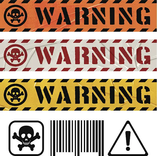 Vector illustration of seamless warning duct tape banners