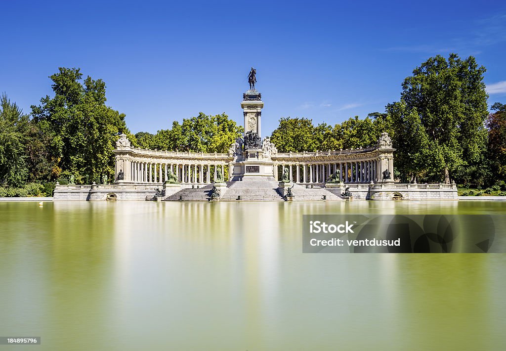 Madrid city, Spain Monument to Alonso XII, Buen Retiro park, Madrid, Spain Parque Del Buen Retiro Stock Photo