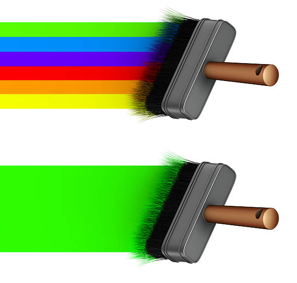 istock 3d paint brush painting a rainbow green line 184897043