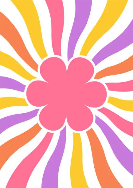 Vector illustration of Flower with color swirl beams