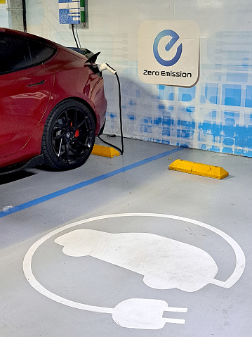 Mexico City, Mexico - September 6, 2023: BMW and Nissan add charging points for electric and hybrid vehicles called Nissan Zero Emission on Google Maps