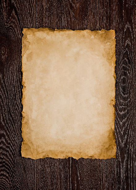 istock Old paper sheet on brown wooden background 184900681