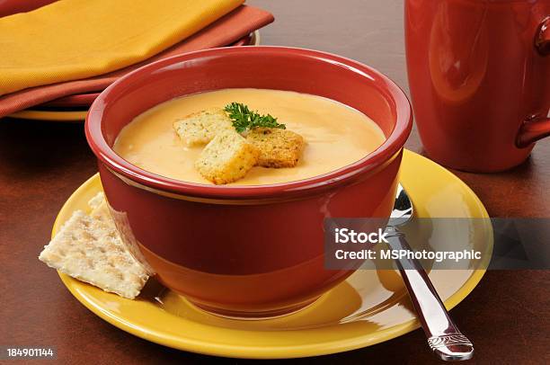 Lobster Bisque With Croutons Stock Photo - Download Image Now - Bisque, Bowl, Coffee - Drink