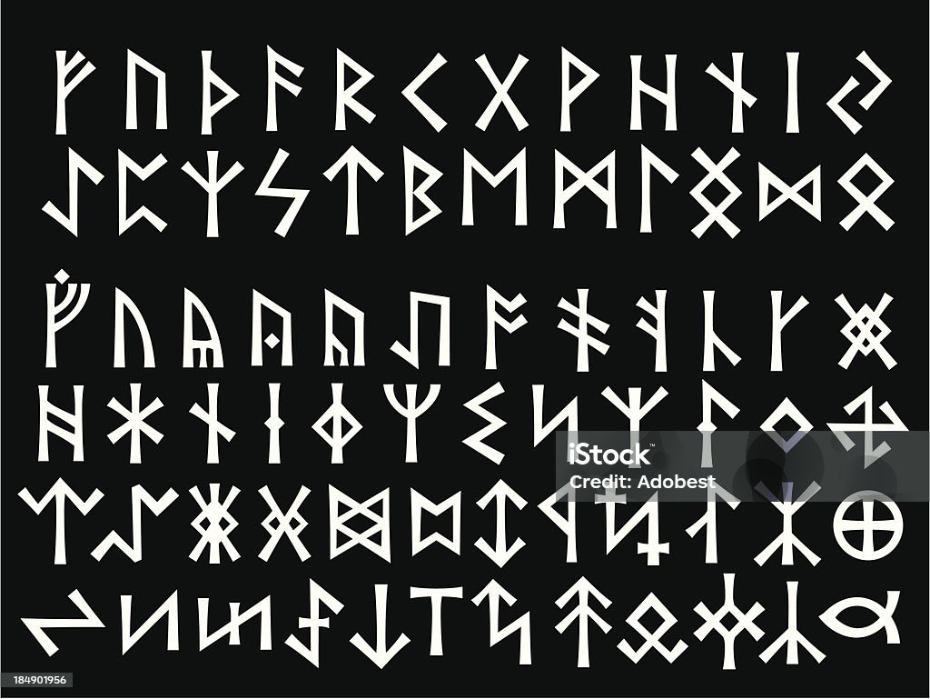 Silver Rune Art Silver Runic Script Stock Illustration - Download Image Now - Runes ...