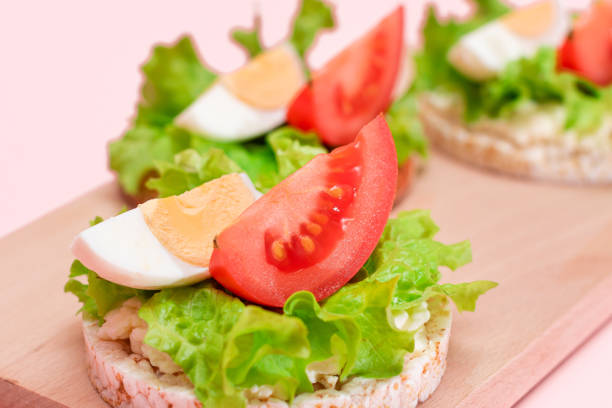 istock Rice Cake Sandwiches with Tomato, Lettuce and Egg 1849031136