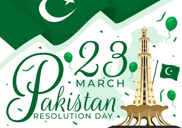 istock Happy Pakistan Resolution Day Vector Illustration on 23 March with Waving Flag and Landmarks in National Holiday Flat Cartoon Background Design 1849033224