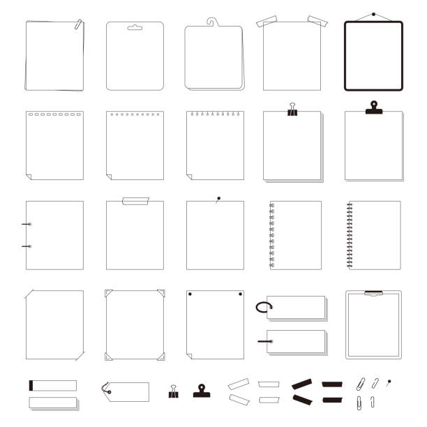 ilustrações, clipart, desenhos animados e ícones de conjunto de ilustrações de molduras de papel para colunas. - statement pad