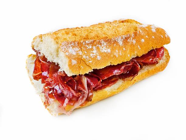 typowe hiszpańskie kanapka z szynka serrano - serrano chilli pepper meat ham spain zdjęcia i obrazy z banku zdjęć