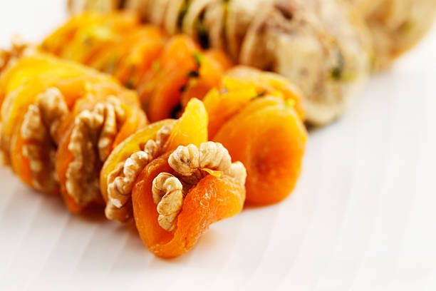 A vibrant mix of nuts and treats creates a tempting display of textures.