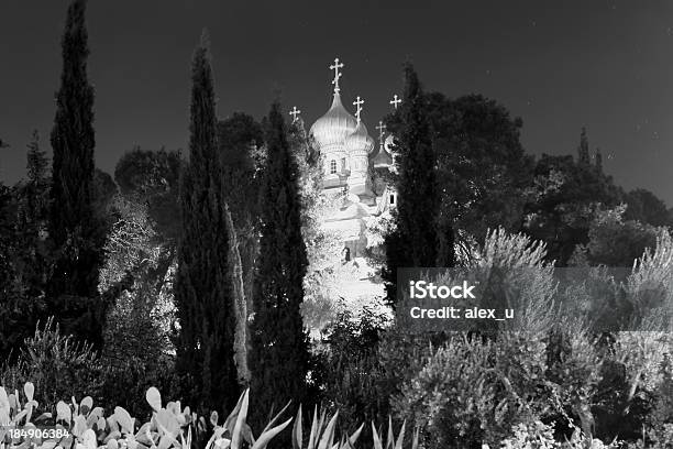 Chiesa Di Mary Magdalene Gerusalemme - Fotografie stock e altre immagini di Giardino del Getsemani - Giardino del Getsemani, Notte, Bianco e nero