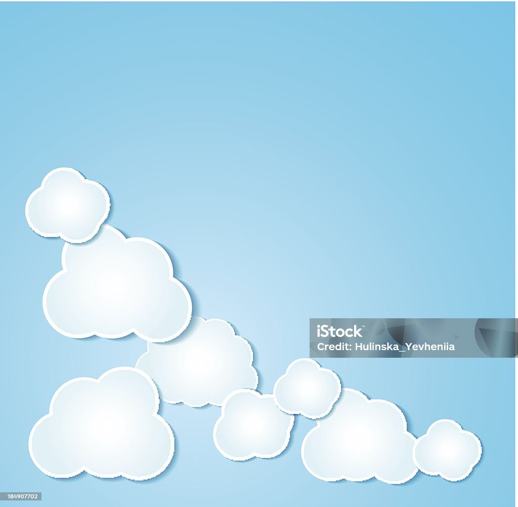 Illustrierte Hintergrund Papier weißen Wolken auf Blau. - Lizenzfrei Abstrakt Vektorgrafik