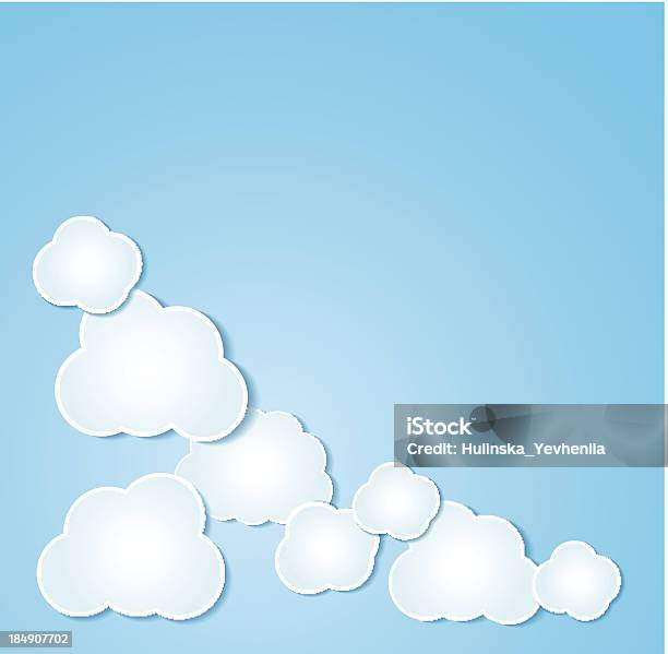 Vetores de Fundo De Nuvens De Papel Ilustrado Na Azul e mais imagens de Abstrato - Abstrato, Azul, Balão - Símbolo Ortográfico