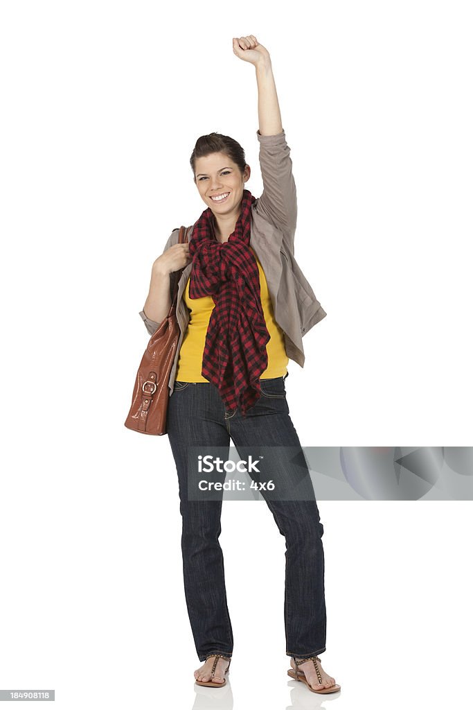 Mujer aclamando con Mano levantada - Foto de stock de 20 a 29 años libre de derechos