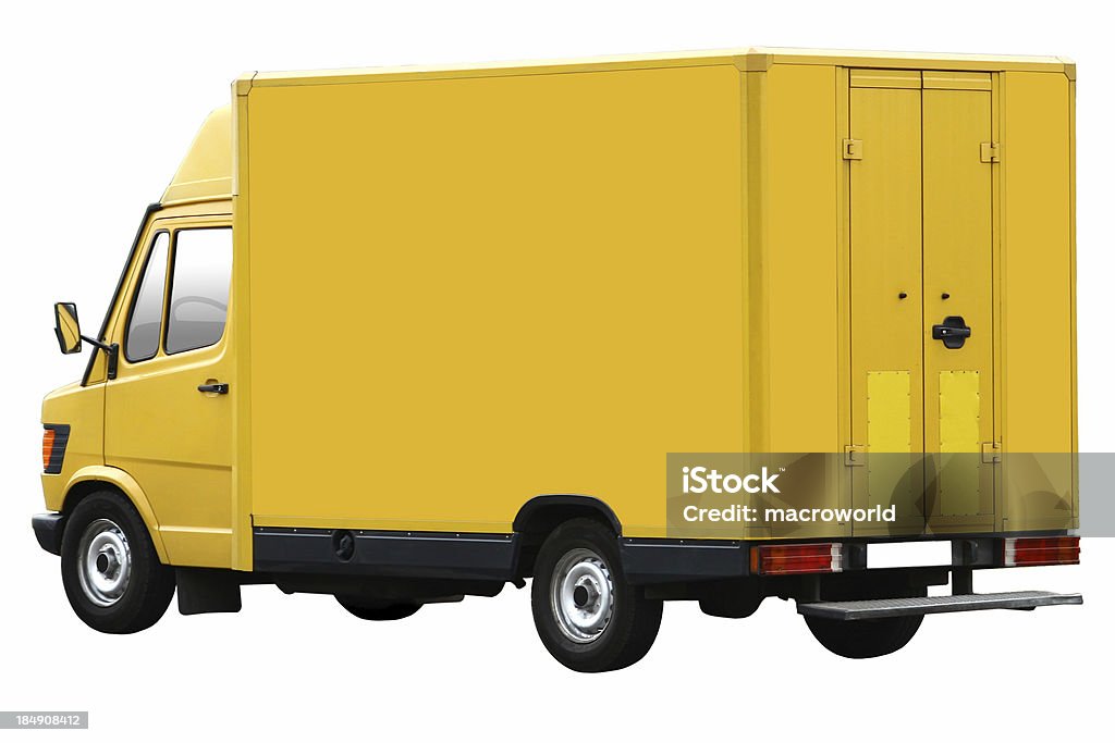 Yellow Truck Isolated Yellow transporter for branding (with clipping path) Alertness Stock Photo