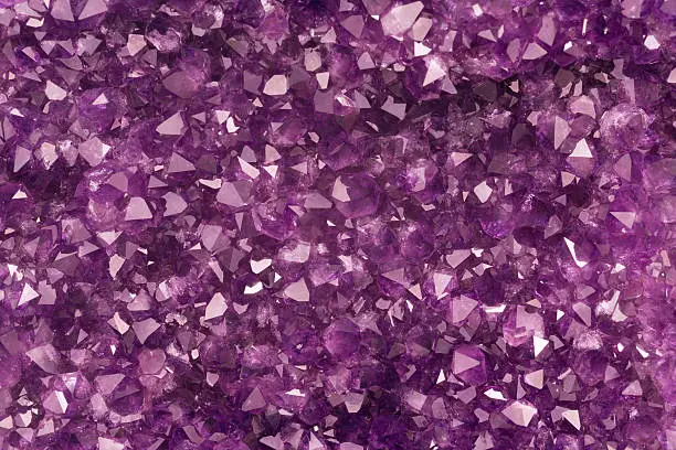 macro shot of amethyst crystals