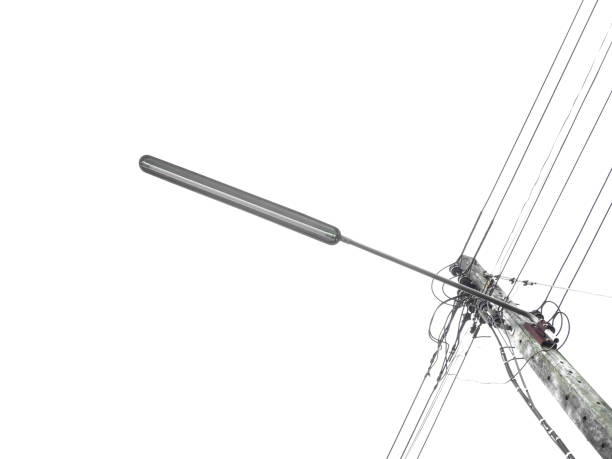 istock Electrical pole with wires and street lights  Isolated on a white background. 1849089594