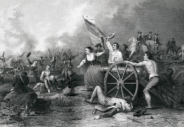 Engraving From 1858 Of Molly Pitcher Who Is Said To Have Fought In The American Revolutionary War Against The British.