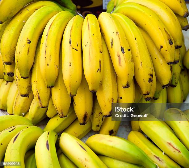 Bananas On A Market Stall In Spain Stock Photo - Download Image Now - Banana, Business, Food