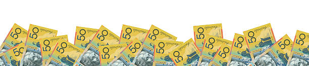 australian 50 $panorama isolado (traçado de recorte incluído - australian dollars australia australian culture finance imagens e fotografias de stock