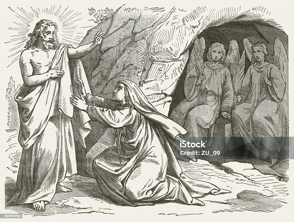 Mary Magdalene und stieg Jesus (John 20 - Lizenzfrei Jesus Christus Stock-Illustration